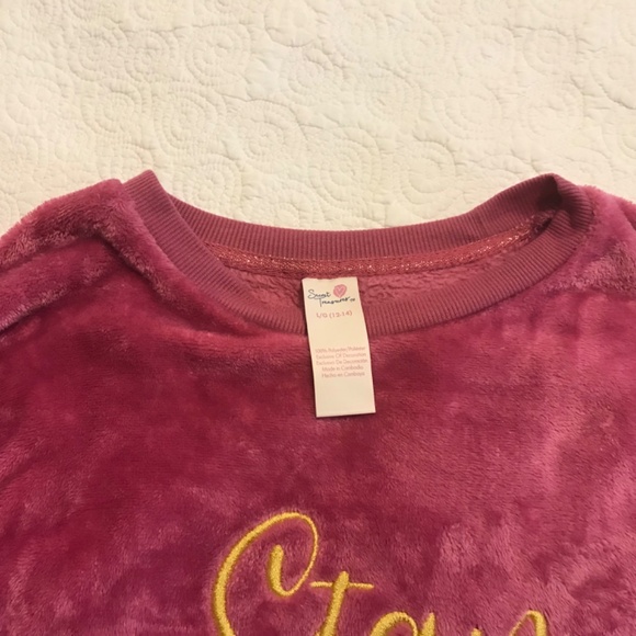 Fluffy! Secret Treasures long sleeved pink crewneck “stay warm” sweatshirt (L) - Picture 13 of 15